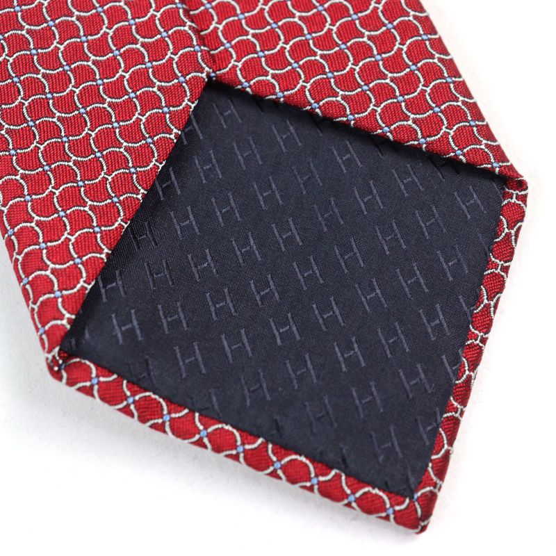 Hermes 659142t Cravate 100% Silk All-over Design H Logo Lining Red With Box
