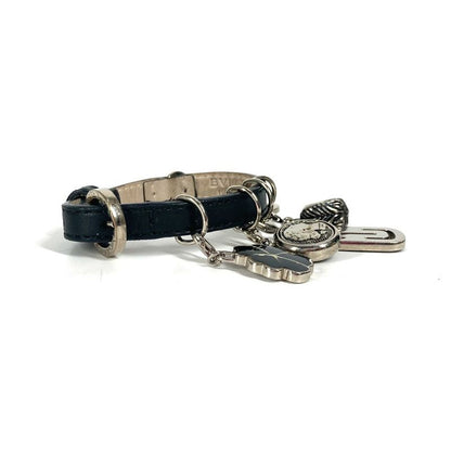 Bvlgari Bulgari Bracelet Icon Logo Charm Leather Black