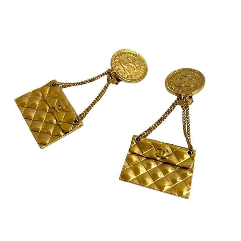 Chanel Chanel Quilted Bag Motif Earrings Accessories 93P