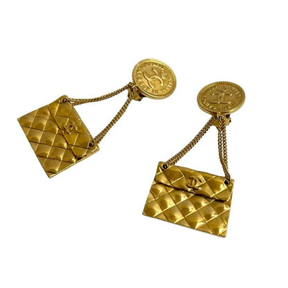 Chanel Chanel Quilted Bag Motif Earrings Accessories 93P