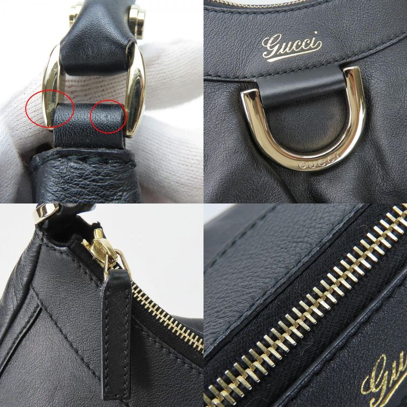 Gucci Handbag 190525 Abbey Leather Black Gold Hardware Shoulder One Shoulder