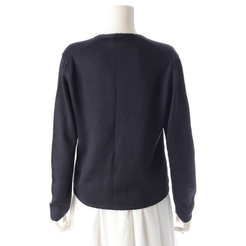 Prada 100% Silk Long Sleeve Cardigan Top Navy 44