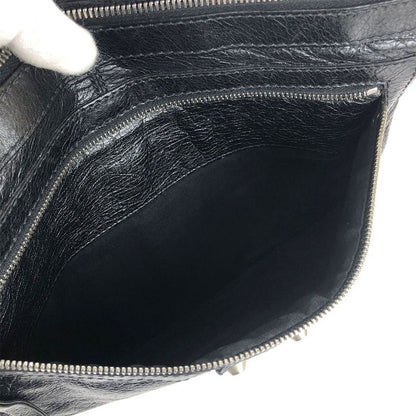 Balenciaga Clutch Bag Classic 273022 Clip M Leather Black - Silver Hardware