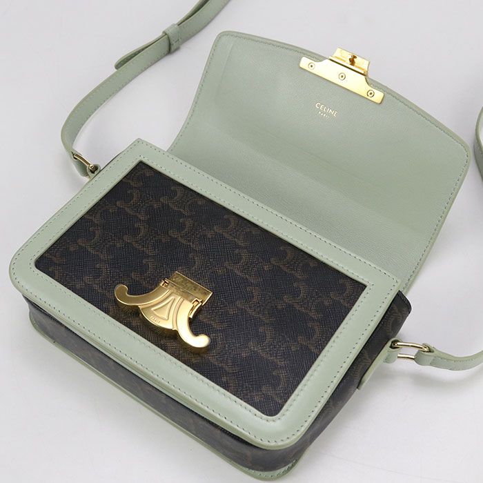 Celine Triomphe Canvas Crossbody Shoulder Bag PVC Leather Women