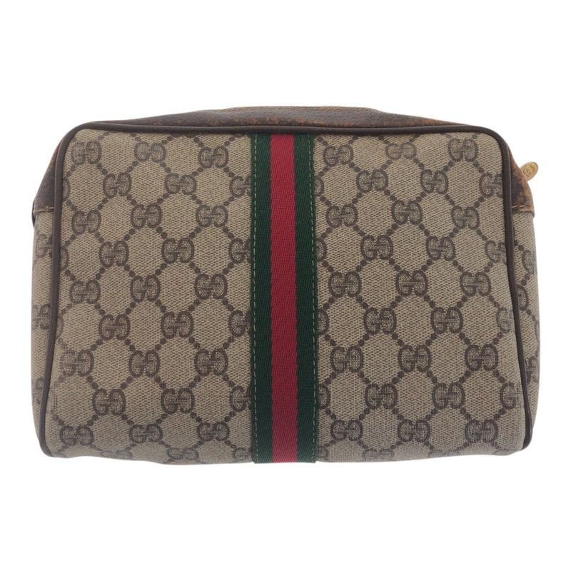 Gucci Vintage Sherry Line Old Gucci Beige Gold Hardware GG Supreme Canvas/leathe