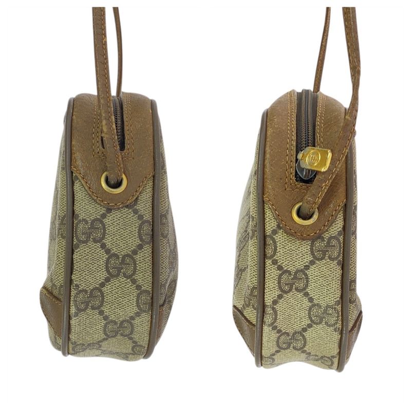 Gucci Vintage Sherry Line Beige Brown GG Supreme Canvas 89 02 066 Shoulder Bag