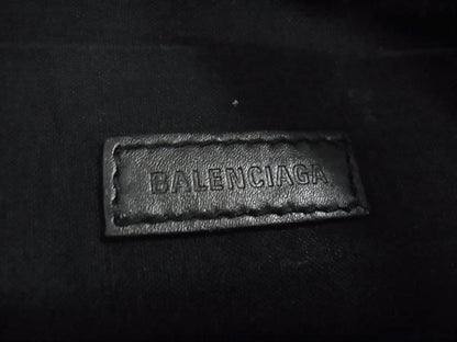 Balenciaga 373834 Navy Clip M Canvas Clutch Bag Second Bag Beige