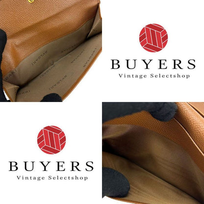 Bvlgari W Hook Long Wallet Long Wallet Bvlgari Leather Brown Small Everyday