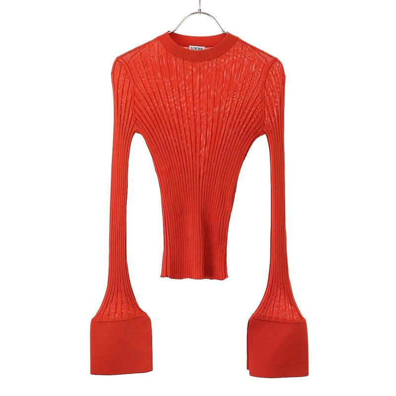 Loewe Ribbed Knit Top S359y14kcb Red S