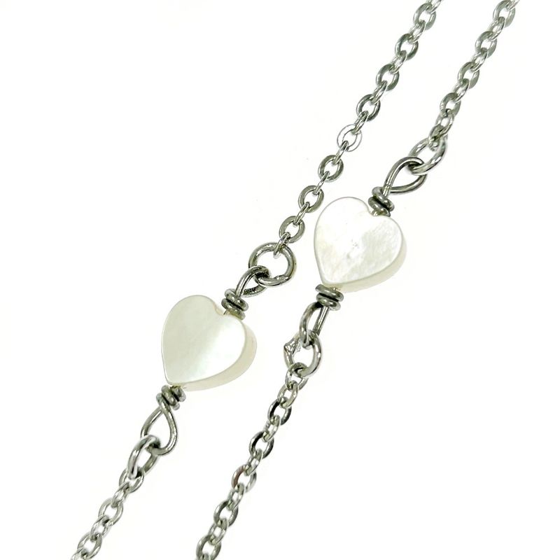 Christian Dior Metal Dior Logo Shell Heart Necklace Women Silver 343594 Necklace