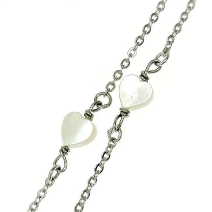 Christian Dior Metal Dior Logo Shell Heart Necklace Women Silver 343594 Necklace