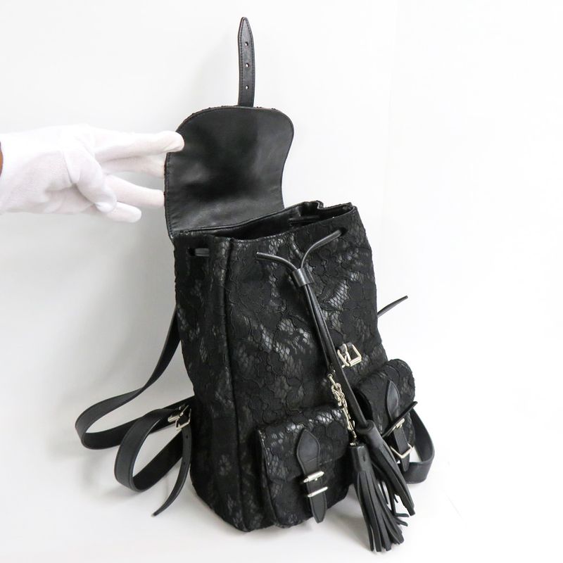 Saint Laurent Rucksack Festival Backpack 421943 Lace Black Fringe