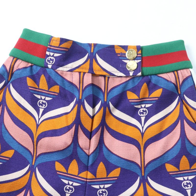 Gucci×adidas 703006 100% Cotton Trefoil Webline Shorts Multicolor 36 Made In