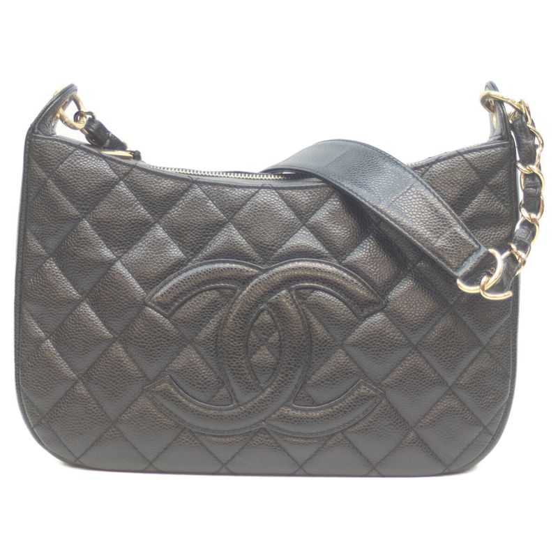 Chanel A20993 No 7 Black Caviar Skin Ghardware One Shoulder Bag Handbag Black