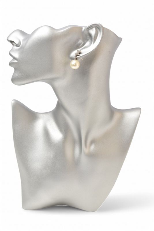 Chanel Earrings Chanel Mini CC Motif Coco Mark Swing Pearl Silver White A20