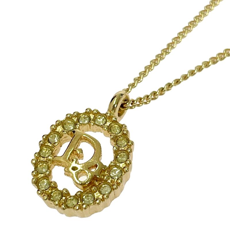 Christian Dior GP Rhinestone Oval Dior Logo Necklace Gold 459565 Necklace