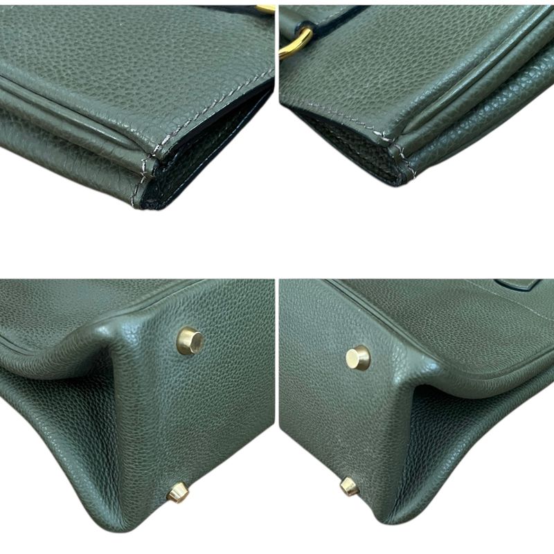 Hermes Handbag Green Taurillon Cles Mance Leather Green