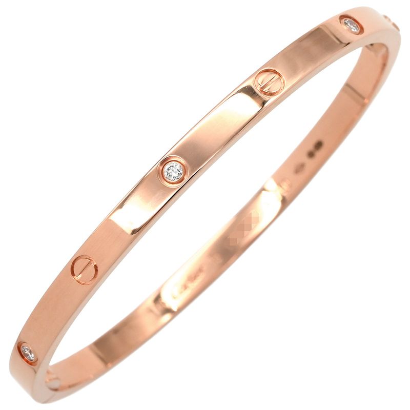 Cartier Bracelet Love Bracelet Half Diamond 6p Diamond 18k Pink Gold Diamond