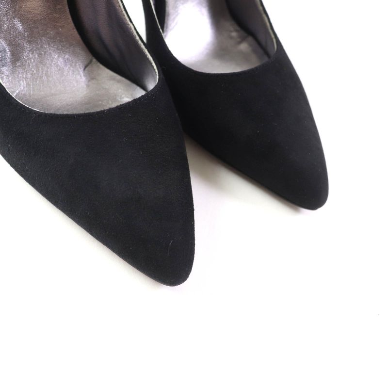 Hermes Vecteur Feather Motif Suede Leather Pumps Black 35 Storage With Bag Made