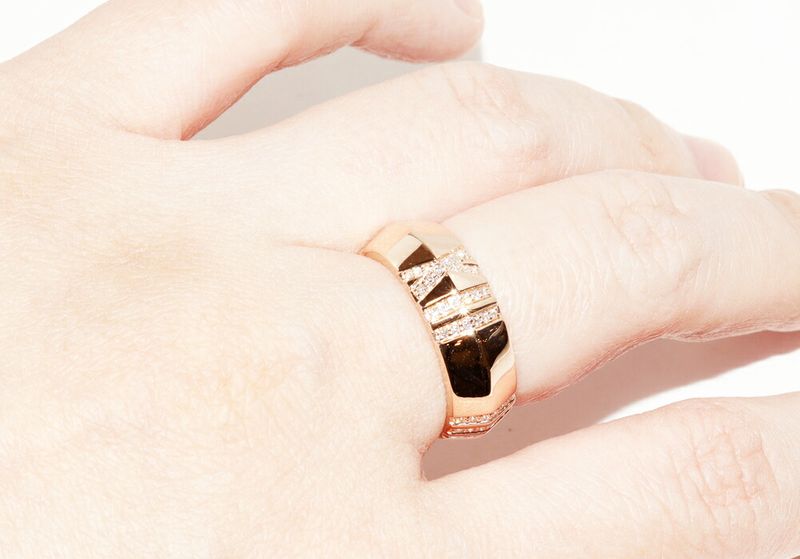 Tiffany & Co Ring 18K Pink Gold Diamond 020ct Atlas X Closed Wide Ring