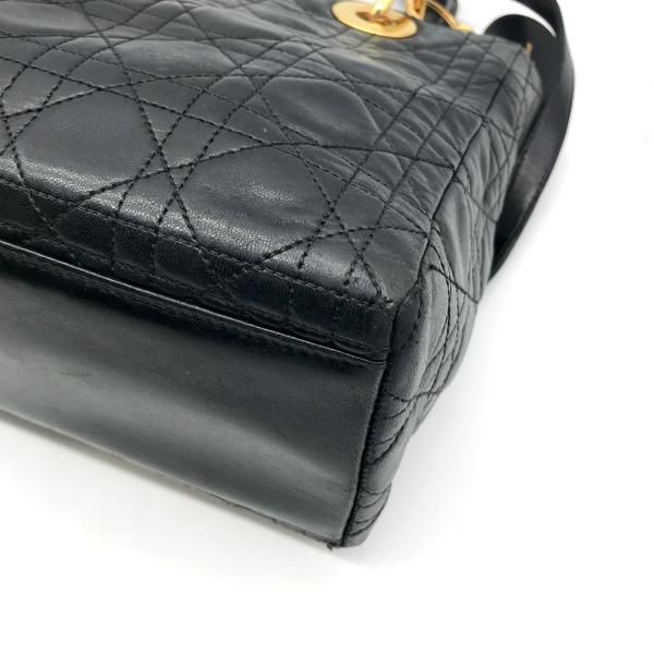 Dior Lady 2-Way Cannage Hand Bag Black