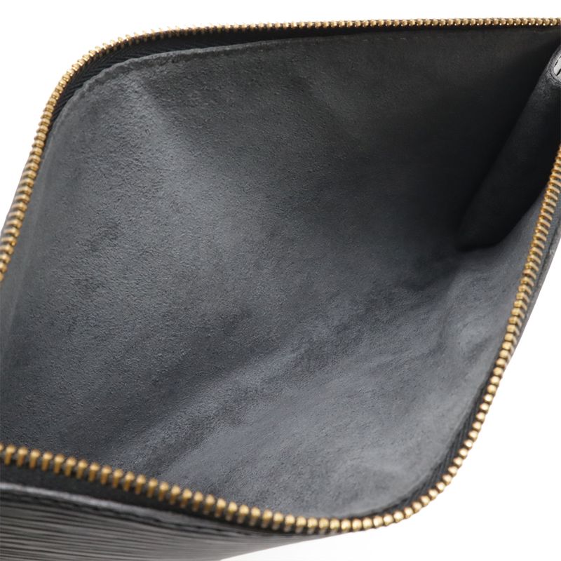 Louis Vuitton Epi Pochette Accessoire Accessory Pouch Handbag Noir Black Gold