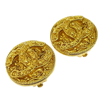 Chanel GP Coco Mark Round Earrings Gold 306153 Earrings