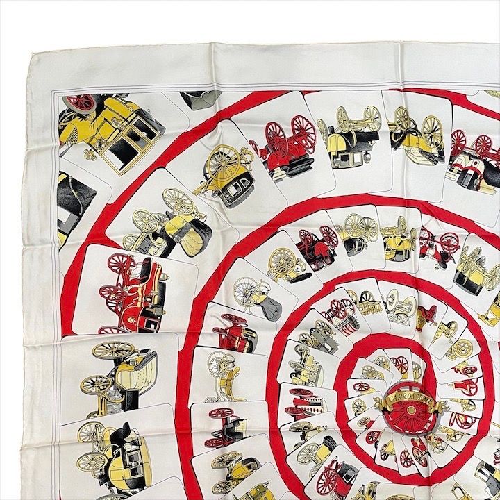 Hermes Carre 90 Large Scarf Shawl Silk Soie White