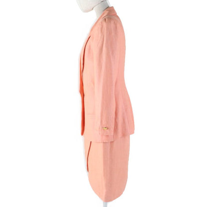 CHANEL Vintage 100% Linen Jacket And Dress Setup Ensemble Orange 36 Made In