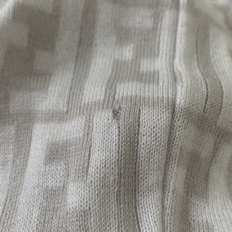 Fendi Dress Size 46 L Women - Light Gray And White Short Sleeves Long Knit