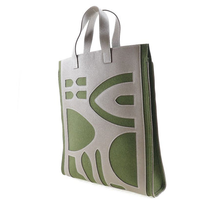 Hermes Petite Ash Vaux Epson And Felt Etoupe Green/brown Unisex Tote Bag