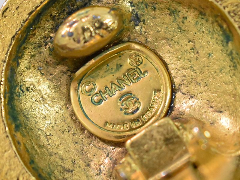 Authentic Chanel Coco Mark Earrings GP Gold Plated Coco Mark Accessories