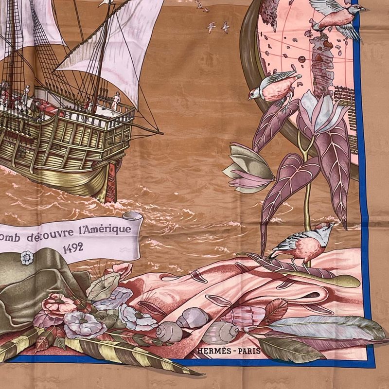 Hermes Scarf Carre 90 Silk Christophe Colomb Decouvre 1 Amerique 12 Octobre