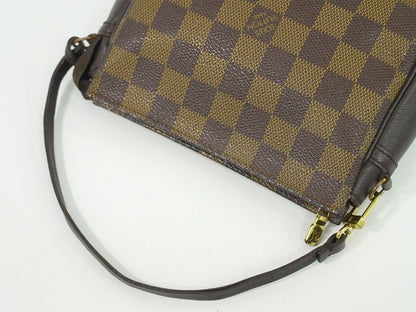 Authentic Louis Vuitton LV Trousse Makeup Damier Ebène Accessory Pouch Handbag