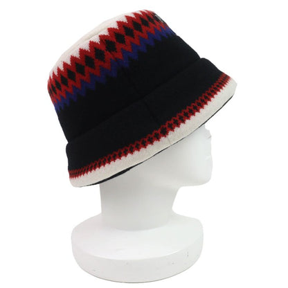 Prada 2022 1hc248 Wool Cashmere Logo Padded Knitted Bucket Hat Black White Red