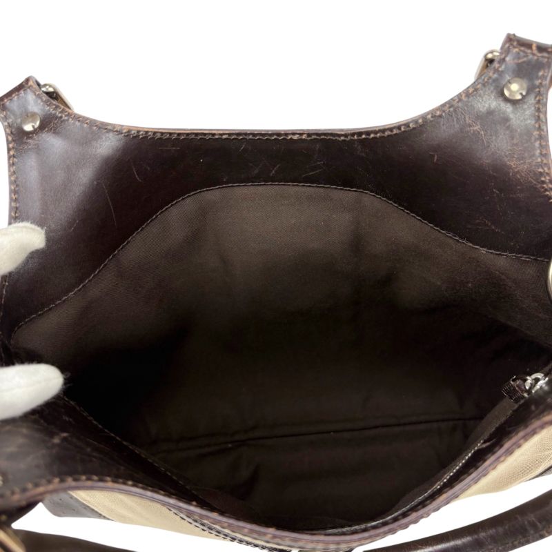 Gucci 114875 Sherry Line Interlocking G Handbag Brown Beige GG