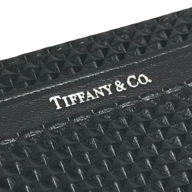 Tiffany & Co Card Case In Diamond Point Leather Black