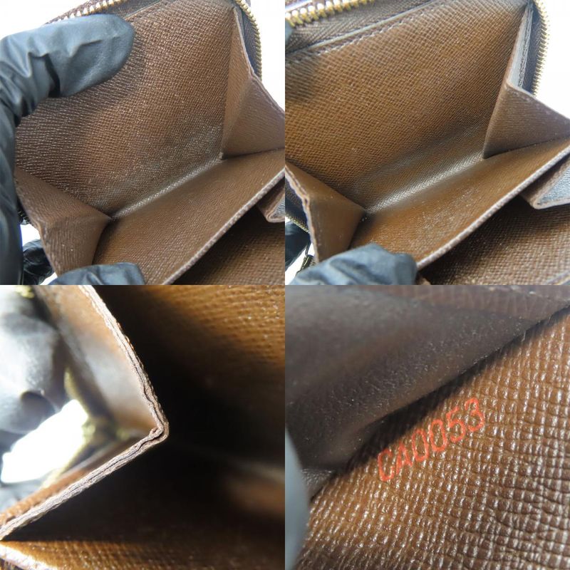 Louis Vuitton Bifold Wallet Compact Zip N61668 Damier Ebène Brown Gold Hardware