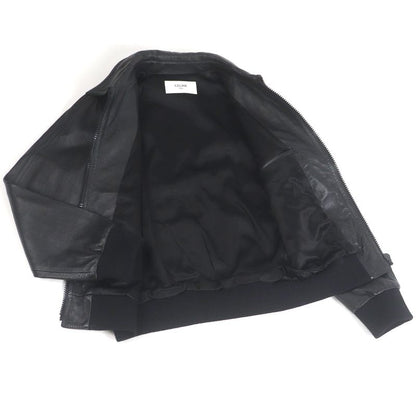 Celine 2ef32280d Cut-out Soft Lambskin Leather Jacket Blouson Black 48 Made In