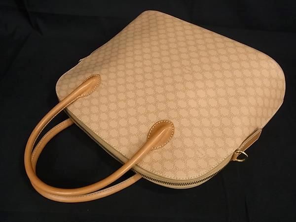 Celine Macadam Pattern PVC X Leather 2WAY Handbag Shoulder Bag Beige Av4881
