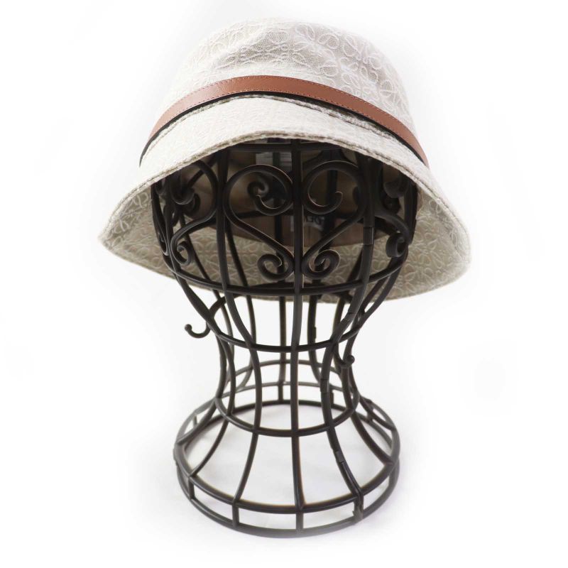 LOEWE Cotton Polyester Calf Leather Anagram Jacquard Hat / Bucket Hat Beige