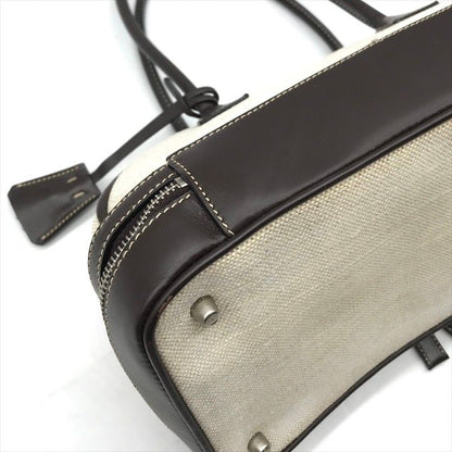 Prada Canvas Leather Mini Hand Bag Clasp Brown