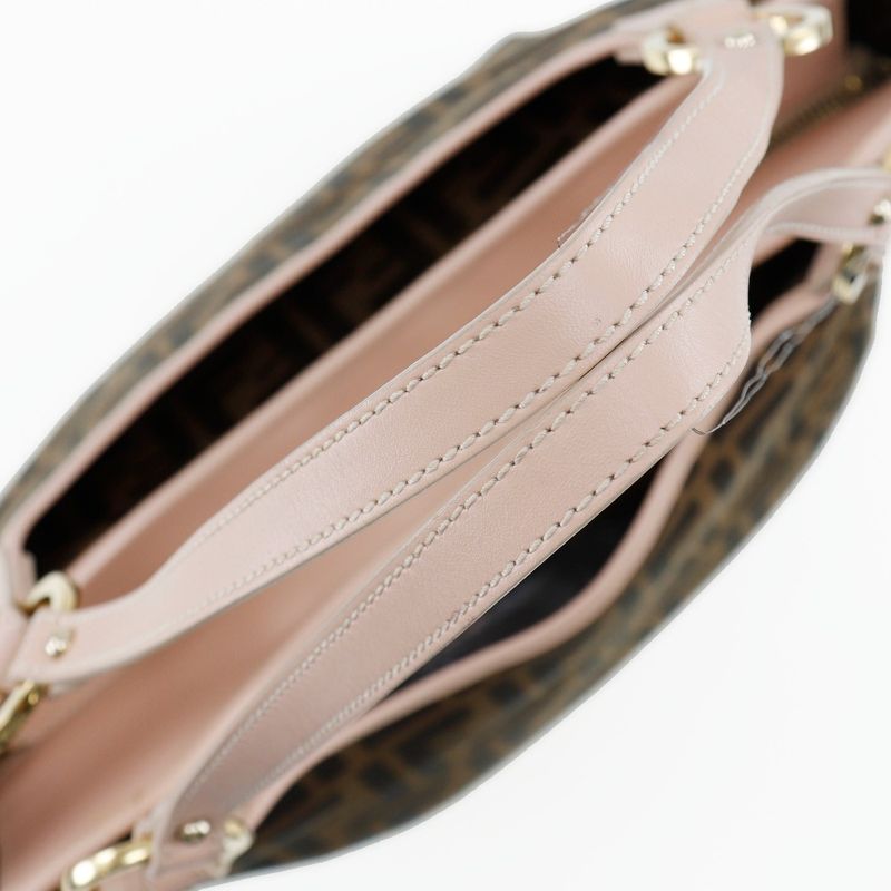 Fendi Zucca Logo Charm 8bh156 Canvas Brown Ladies Tote Bag