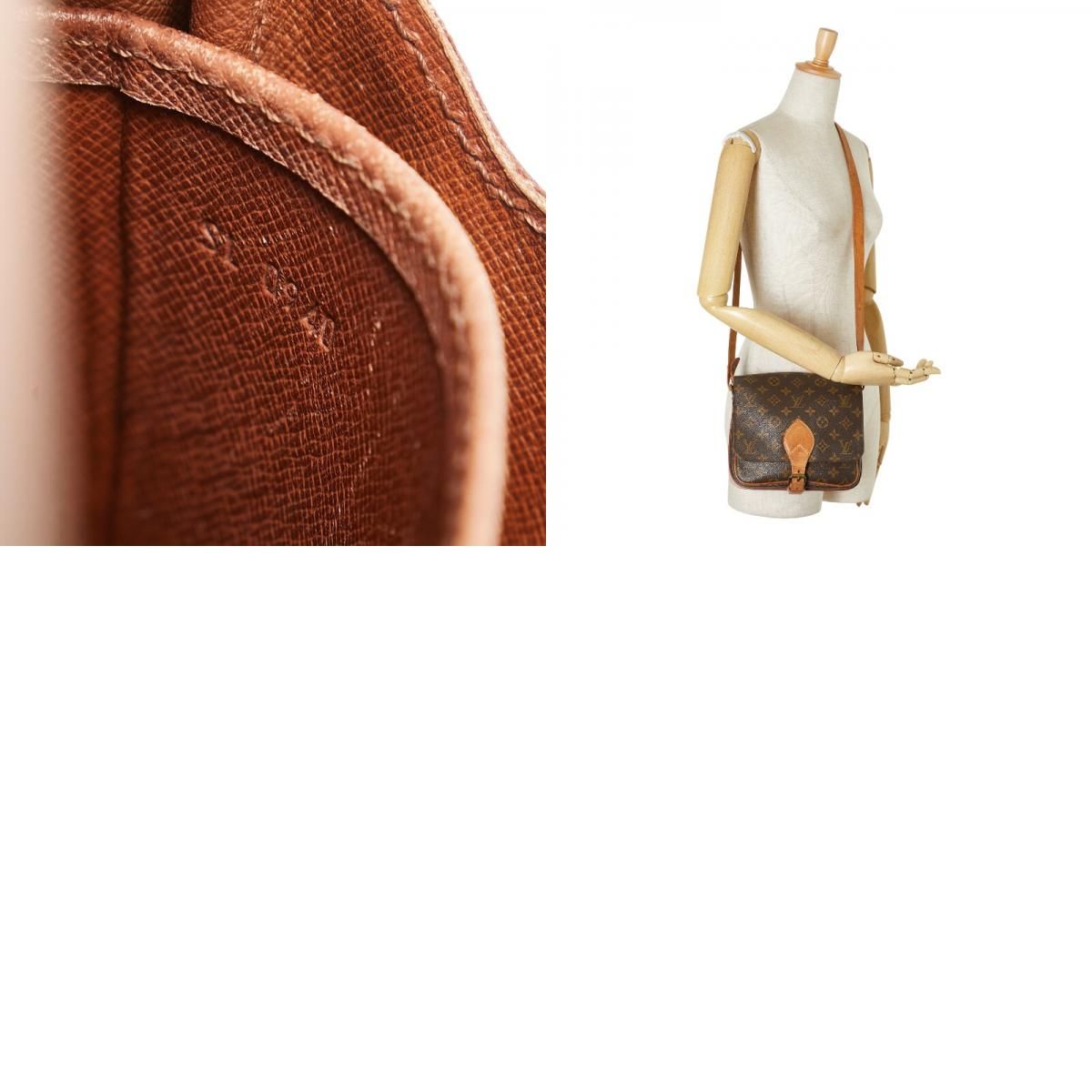 Louis Vuitton Monogram Cartouchere MM Crossbody Shoulder Bag M51253 Brown PVC