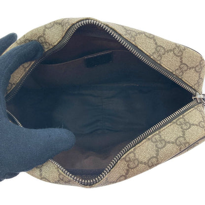Gucci Second Bag GG Supreme Leather PVC Coating Beige Brown 131224