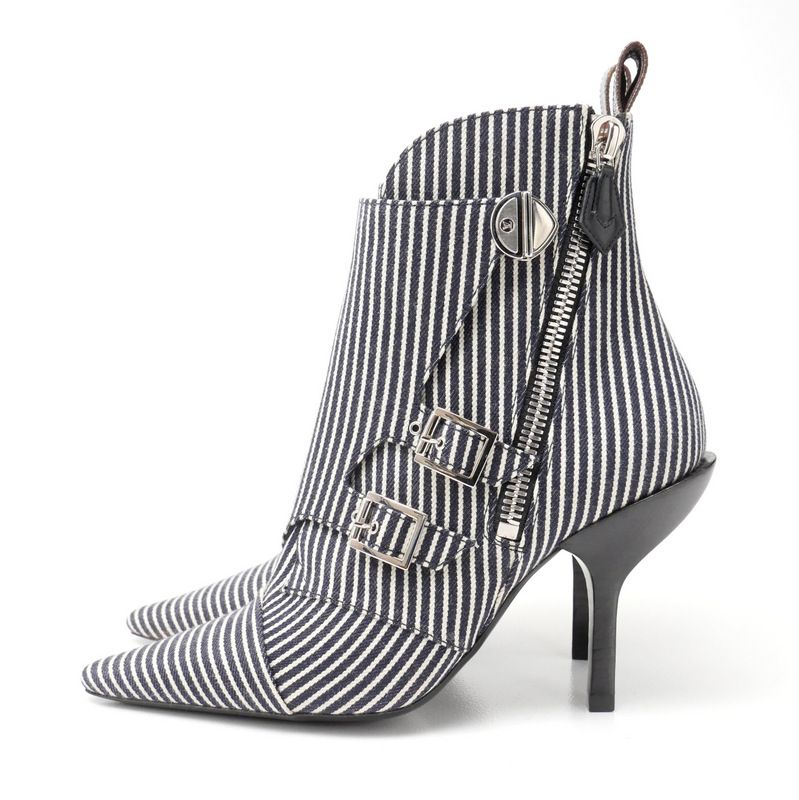Louis Vuitton Janet Boots Size 36 Canvas Stripe Hickory Short Boots