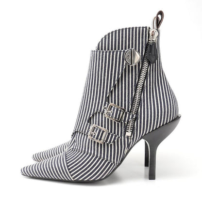 Louis Vuitton Janet Boots Size 36 Canvas Stripe Hickory Short Boots