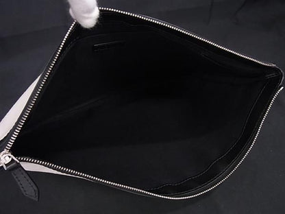 Balenciaga 373840 Canvas And Leather Clutch Bag Second Bag Ivory And Black