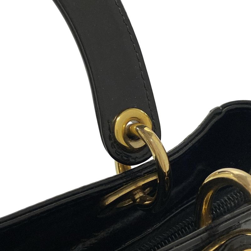 Dior/christian Dior Handbag Lady Dior Medium Bag Black Trotter Leather