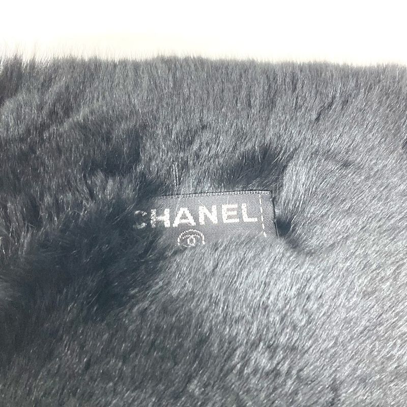 Chanel Scarf CC Logo Coco Mark Tippet Black